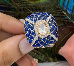 Bague élégante plaquée or véritable Kundan de haute qualité pour la fonction et la collection de vêtements de mariage pour les femmes - Product Image 3