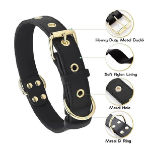 Elegante Collar de Cuero Premium para Perro con Acabado de Tachuelas, Diseño Simple y Lujoso, para Perros Pequeños y Grandes, Duradero, Transpirable y Ecológico - Product Image 2