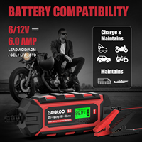 Chargeur de batterie de voiture portable GOOLOO S6 LiFePO4/Plomb-acide 6V/12V 6A avec écran LCD, protection IP65, garantie 1 an