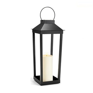 Grande lanterne décorative élégante de bougeoir en fer noir pour la décoration de Noël à la maison Lanterne suspendue en métal de haute qualité - Product Image 1
