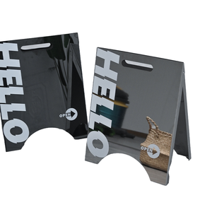Papan Tanda A-Frame dari Baja Anti Karat, Papan Tanda Trotoar Terbuka, Papan Sandwich Hitam, Papan Tanda Toko, <span class=keywords><strong>Display</strong></span> Retail, Papan Tanda Logo Custom Cut - Product Image 5