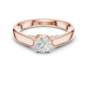 Bague de fiançailles solitaire en diamant de laboratoire rond brillant de 0,5 carat, clarté VVS-VS EF, or 18 carats, 14 carats, 10 carats et argent 925 rose - Product Image 2