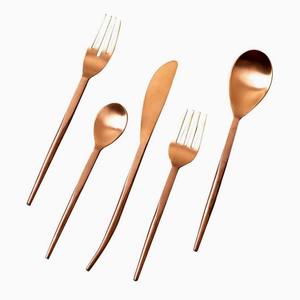 Nouveaux couverts de restaurant en acier inoxydable argent avec poignée unique en pointillés design de luxe look moderne ensemble de couverts - Product Image 5