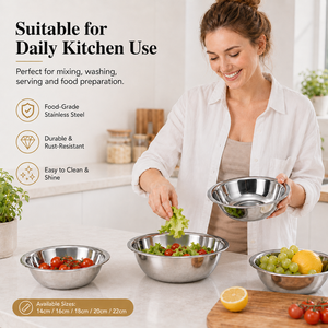 Bol de service en acier inoxydable de haute qualité à prix bas, différentes tailles, bols mélangeurs empilables, petit <span class=keywords><strong>saladier</strong></span> de cuisine pour la pâtisserie - Product Image 6
