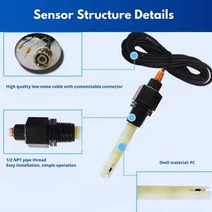 หัววัดค่าการนำไฟฟ้าแบบสายใต้น้ำขนาดกะทัดรัดเซ็นเซอร์ EC แบบ2เซลล์พลาสติก1/2 NPT K = 1 EC ที่ควบคุม - Product Image 3