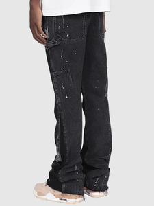 Jeans de Pierna Recta Estilo Americano Retro Hip-hop para Hombre y Mujer, Modernos, Jacquard, Estampado Completo, Micro Acampanados, Casuales, Bordados - Product Image 2