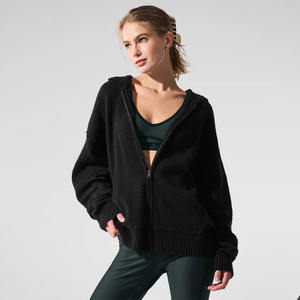 Sweats à capuche personnalisés usine Sweats à capuche unisexe à fermeture éclair surdimensionnée avec épaules tombantes coupe ample avec petit ami Vêtements décontractés confortables pour femmes - Product Image 1