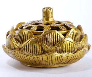 Quemador de incienso con diseño de loto Dhoop Dani, decoración espiritual de latón para el hogar para artículos religiosos - Product Image 2