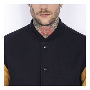 New Wholesale 2026 Winter <b>Stand</b> Collar Casual Canvas Letterman Jacket Plus Size Leather Varsity Jacket Wholesale OEM Service - Product Image 6