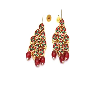 Ensemble de bijoux de mariée vintage Kundan pour femmes, collier plaqué or avec boucles d'oreilles et Maang Tikka orné de pierres en zircon - Product Image 5