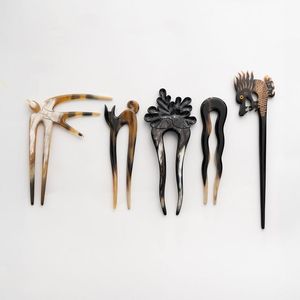 Liste d'accessoires de coiffure en corne de buffle polie faite à la main outils et barrettes pour bijoux de style Matiss - Product Image 1