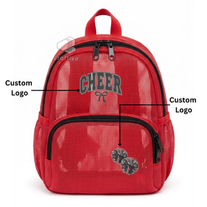 Cheerleading Mesh <b>Backpack</b> <b>Lightweight</b> Breathable Cheer Sports School Dance Practice Bag With Embroidered Logo - Product Image 5
