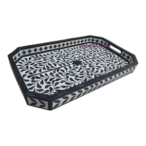 Luxury Resin Inlay Serving Tray with Mother of Pearl and Bone Inlay Design for Food and <b>Coffee</b> Serving - Product Image 3