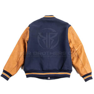 Veste universitaire pour homme avec manches en cuir, veste de baseball tendance à coupe ajustée pour les clubs sportifs et la mode de rue - Product Image 2