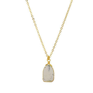 Tranche Howlite Gemstone Pendentif Véritable Or Électrolytique Minimaliste Collier Bijoux En Gros Approvisionnement - Product Image 1