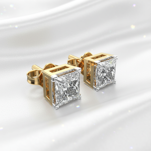 Boucles d'oreilles clous en argent 925 avec moissanite taille princesse, classiques, serties à griffes, pour femme, bijoux tendance pour le quotidien, cadeau de fête - Product Image 2