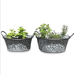 Macetero de hierro galvanizado real de aspecto oxidado para lucir tu hogar Vintage único y más atractivo y decorar tu jardín - Product Image 5