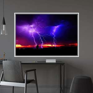 ภาพพิมพ์บนผ้าใบพายุสายฟ้าสีสันสดใส: ศิลปะธรรมชาติที่สมัยใหม่และน่าตื่นตาตื่นใจ,1P:กรอบสีขาว - Product Image 1