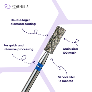 Formula Profi Premium <b>Diamond</b> Cylinder Nail <b>Drill</b> Bit 3.5 mm Blue Grit X-COOL for Manicure Pedicure - Product Image 2