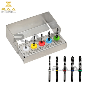 R.A.A. INTERNATIONAL Kit de Fresas para Implantes Dentales con Irrigación Externa, Set de 5 Piezas, Soporte, Logotipo Personalizado, Modelo RAA-118 CE - Product Image 5