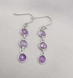 Boucles d'oreilles en améthyste, argent sterling 925, plaqué rhodium, cadeau pour femme - Product Image 1