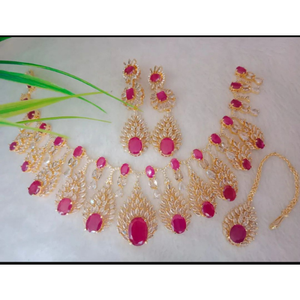 สร้อยคอแต่งงานสร้อยข้อมือเพชรสร้อยคอเทียมสำหรับผู้หญิงจี้มุกสร้อยคอชุบทองต่างหูโดย AA impex - Product Image 3