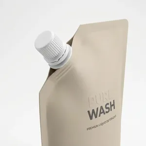 Bolsa con Boquilla para Detergente Líquido, Bolsa de Recarga para Jabón de Lavandería, Ecológica, Beige Mate, Minimalista, Alta Durabilidad, a Prueba de Fugas - Product Image 1