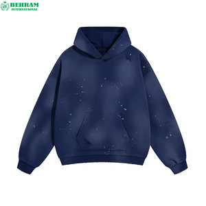 Jersey extragrande de algodón 100% de alta calidad para hombre, sudadera con estampado de lavado ácido, sudadera desteñida al sol, ropa de invierno francesa bordada - Product Image 2