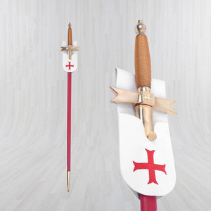 Funda para Espada Ceremonial Masónica, Regalia de Francmasonería, Caballeros Templarios, Hoja de Acero de Damasco, Mango de Latón, Espada Masónica OEM para Exhibición - Product Image 1