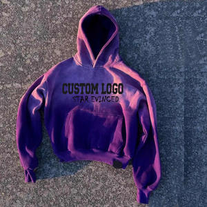 Sudadera con Capucha Unisex de Algodón/Poliéster Ecológico de 550 g/m² con Bordado de Parches Desgastados Personalizados, Estilo Vintage, Apliques Cosidos - Product Image 3