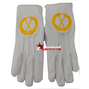 Guantes Masónicos de Cuero Blanco Liso Bordados de Primera Calidad para Ceremonias Religiosas - Product Image 2