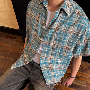 Camisa de talla grande para hombre, Camisa de franela a cuadros, camisa de manga larga con botones Retro de alta calidad OEM - Product Image 4