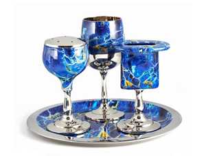 Nouvel arrivage de gobelet en métal à plaque de nickel martelé Bougeoir de quatre pièces Boîte à épices Ensemble d'accessoires pour boissons du fournisseur juif - Product Image 6