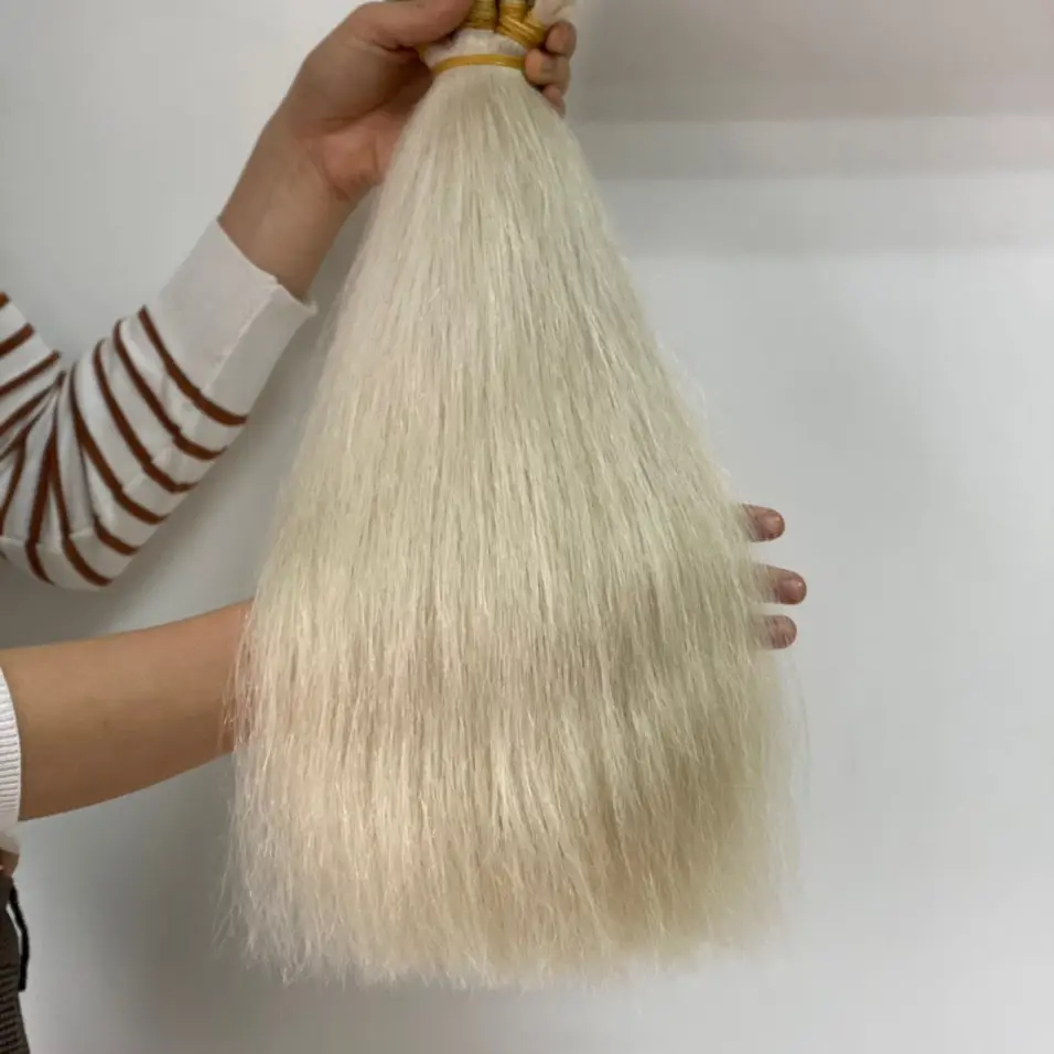 Double Drawn Thick 10A Virgin Human Vietnamese Hair Color 613 Blondes Vietnamese Hair Weaving