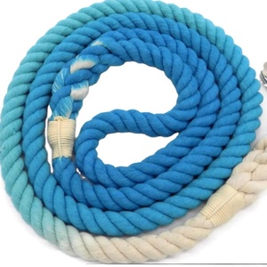 Blue White Natural Handmade 5ft Multi-colored Braided Ombre Cotton Rope Dog <b>Leash</b> - Product Image 1