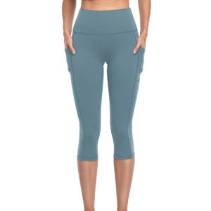 Women's 1/2 High Waist Gym Training Pants Solid Pattern Yoga Leggings Elastic Waist Stretchable Work Wear Leggings - Product Image 1