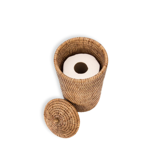 Grand porte-mouchoirs en rotin cylindrique pour la cuisine et la décoration intérieure, couvercle de boîte à mouchoirs élégant et clair - Product Image 5