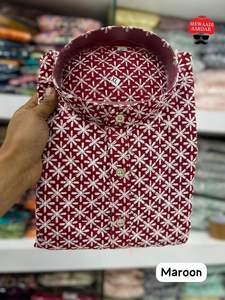 เสื้อผ้าชาติพันธุ์ที่สวยงามน่าสนใจคุณภาพดีเยี่ยมโมโน bagnoli กางเกงยาว kurta กับ Chikan schiffli ทำงานทั้งการจัดหาการขาย - Product Image 5