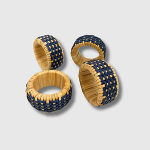 Lot de 4 ronds de serviette en rotin faits à la main Vaisselle rustique pour décor de fête de mariage Fabriqué au Vietnam - Product Image 4