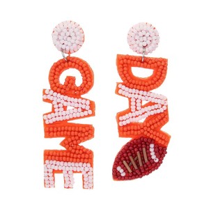 Pendientes con cuentas de Mardi Gras de diseñador personalizados para mujer, Material de tela de Color naranja, blanco y azul para el Día Conmemorativo patriótico - Product Image 6