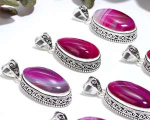 มากจี้อัญมณีธรรมชาติ-20ชิ้นมาก-925เงินจี้ชุบชมพูลูกไม้อาเกตจี้สไตล์วินเทจ - Product Image 4