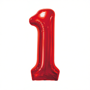 Palloncini Numero Rosso N1 45cm, Confezione da 12 Pezzi - Product Image 2