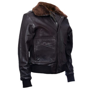 Veste d'aviateur en toile décontractée pour homme, marron, col montant, logo sur le devant, polyester/coton, veste matelassée de vol - Product Image 2