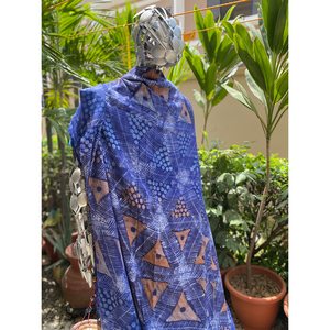 Tessuto da ricamo Batik Adire Alabela disegnato a mano su Chiffon Premium Design artigianale - Product Image 5