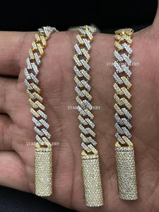 925 <b>Sterling</b> <b>Silver</b> 8 MM VVS Moissanite Diamond Cuban <b>Necklace</b> Fine Jewelry. - Product Image 3