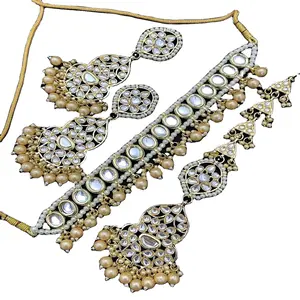奇妙的真正昆丹贾普里项链印度珠宝真正昆丹套装最低价米纳卡里