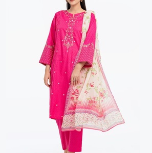 Nouveau à la mode femmes rose couleur point Salwar Kameez robe costume pakistanais Shalwar Kameez fantaisie respirant mariage et vêtements de fête - Product Image 1