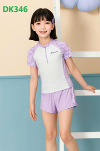 Maillot de bain pour enfant en deux pièces avec motif floral personnalisé, séchage rapide, anti-UV, fitness, imperméable, nylon et élasthanne, OEM ODM - Product Image 3