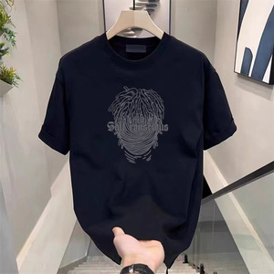 OEM personnalisé poids lourd 100% coton DTG impression coupe normale décontracté logo vierge avant t-shirt pleine impression recadrée hommes - Product Image 3