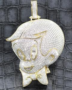 3Ct Round Cut Real Moissanite Allah Men's Cartoon Charm Pendant 14K White Gold Plated - Product Image 2